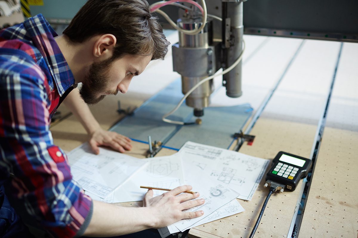 Engineer sketching